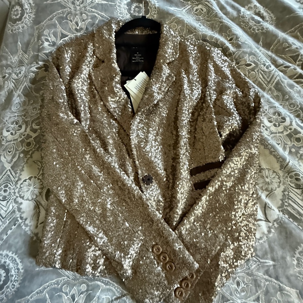 MM Couture Shimmering Gold Sequin Blazer